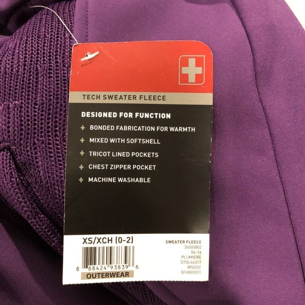 SwissTech Full Zipper Sweater Jacket Plum Purple XS Mock Neck Womens Knit Fleece - Picture 6 of 6